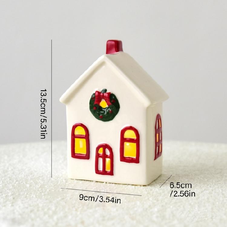 Feiertags-Keramikhaus-Dekorationen Batteriebetriebene Kerzenhalter Weihnachtsdorf Saisonales Geschenk Bereit für die Feiertagspräsentation