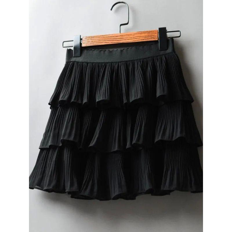 Anti Glare Elastic Waist Lovely Skirt Elastic Waist Loose Pleated Skirt