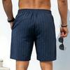 Mens Striped Linen Drawstring Beach Shorts Summer Casual