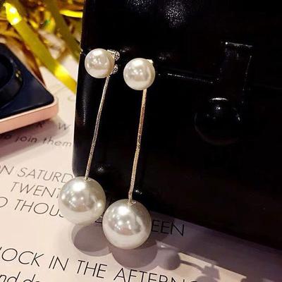 Silver Needle Pearl Long Earrings Wearing Tassel Earrings Female Temperament Ear Jewelry Gift