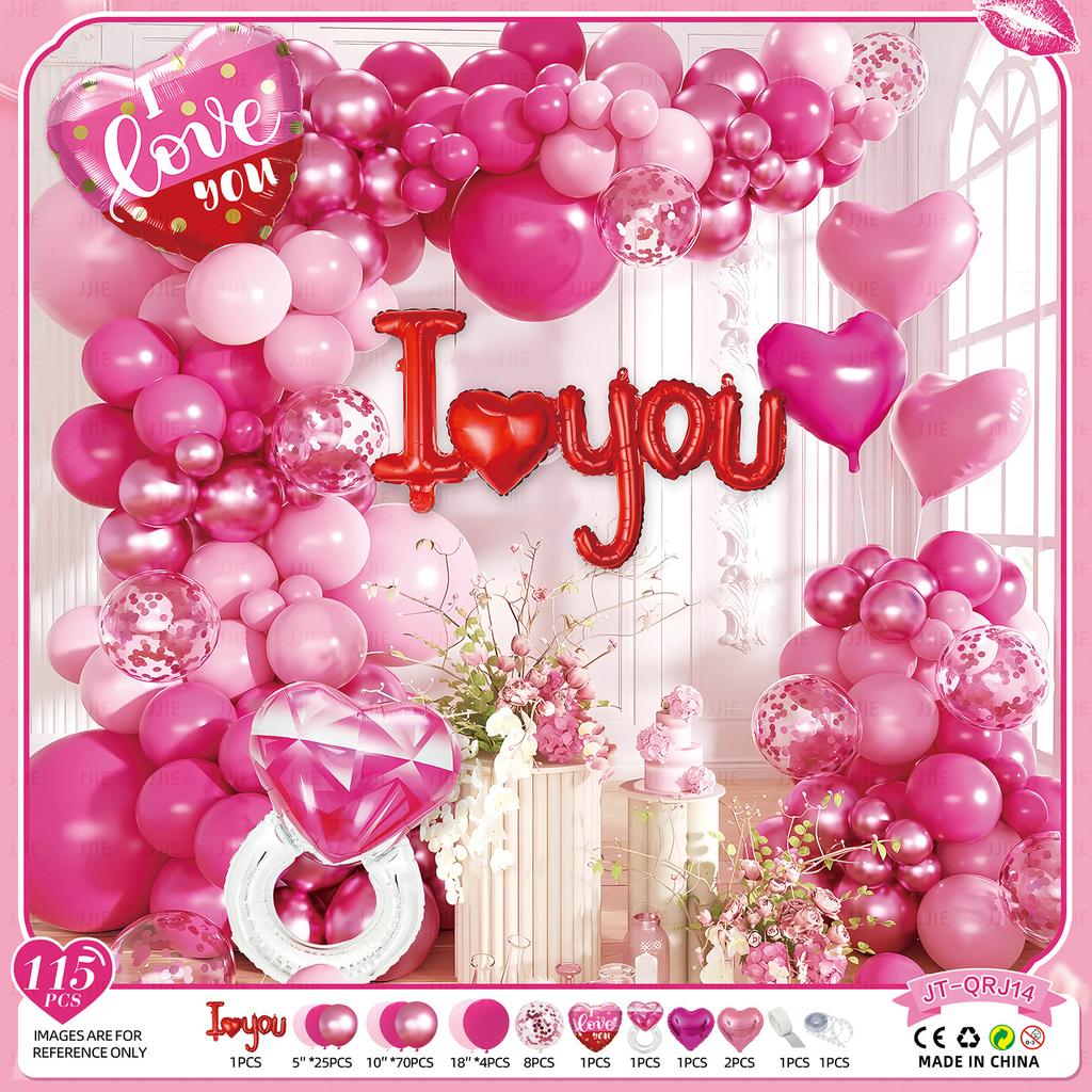 Valentine'S Day Balloon Set Proposal Confession Background Wall Balloon Arch Birthday Party Balloon Decoration Arrangement