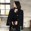 Petite Black Slimming Coco Style Single-Breasted Jacket - French Versatile Long Sleeve Elegant Design