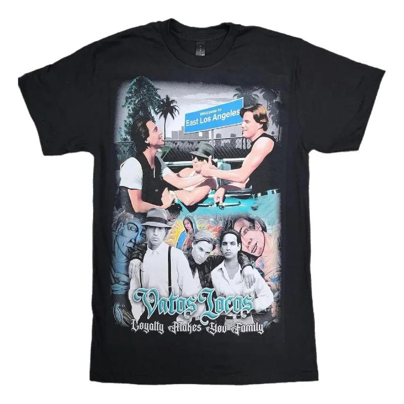 Camiseta Negra Con Estampado Vatos Locos East Los Angeles Pa S
