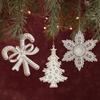 Elk Snowflake Pendant White Gold Christmas Hanging Ornament  Home Decoration