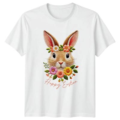 Happy Easter Womens T-Shirt Bunny Rabbit Spring Easter Gift For Her