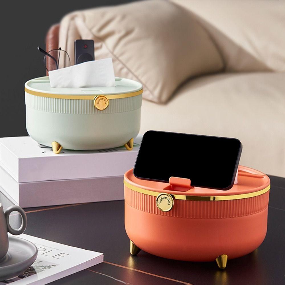 

Plastic Tissue Box Round Paper Drawer Box Light Luxury Paper Towel Box Desktop оранжевый