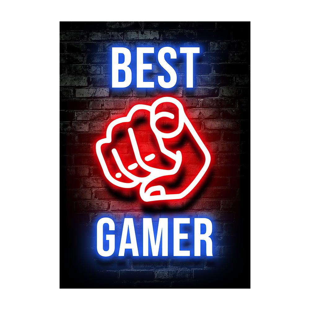 Neon Gaming Gamer Wandkunst Poster Drucke Gamer Leinwandmalerei Leinwandbild für Kinder Jungenzimmer Dekoration Spielzimmer Cuadros