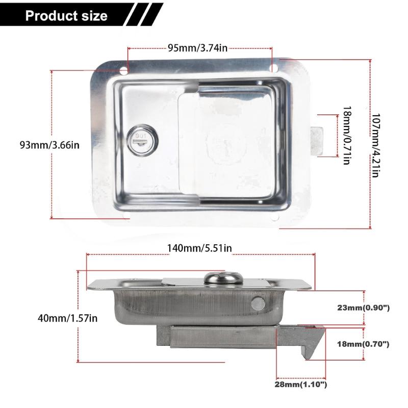 Truck Tool Box Latches Replacement StainlessSteel Toolbox Paddles Lock Handle with Key for Truck, Trailer