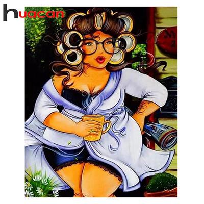 Dámská 5D diamantová malba Plný kulatý portrét Nový Diy Lepicí Vrtačka Křížová výšivka 5D Womenfolk Home Decoration