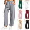Women's Casual Color Loose Fit Cropped Pants with Pockets