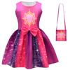 New Halloween Models, Sleeveless Girls' Skirts, Grid Cartoon Digital Printing, Bow Girls' Dresses + Bags.