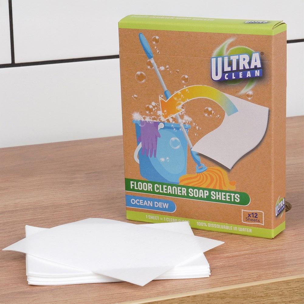 12X Floor Cleaning Sheets Soluble Scented Soapy Wipes