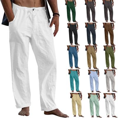2022 Men's Linen Yoga Beach Pants: Casual Summer, Loose Fit, Drawstring Waist, with Pockets