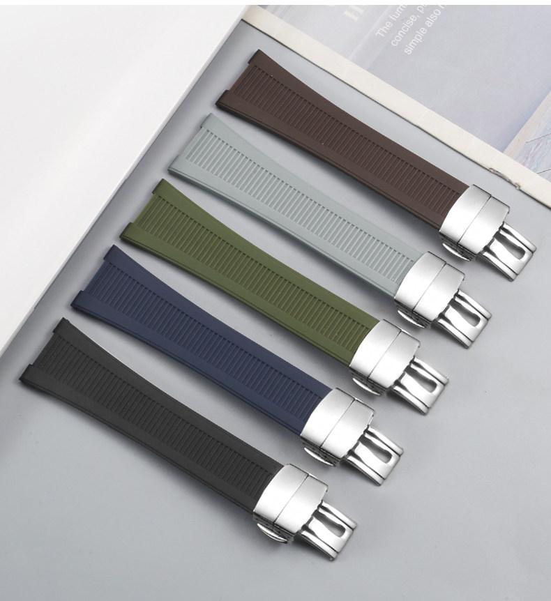 Gummi Konkaves Uhrenarmband für Patek Nautilus Philippe PP 5711 5712 Schwarz Blau Grau Braun Silikon Uhrenarmband 25mm*13mm