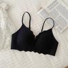 Cream floral, underwear women's small breasts gather thin, no steel ring jelly strip soft support pull French bra cover