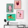 Nordic Girl With Food Posters Mojito Cocktail Canvas Painting Pizza Surfer Ice Cream Print Minimalist Picture Kitchen Home Decor