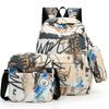 School bag fashionable men's three-piece backpack, primary and secondary school student school bag fashionable large-capacity anti-splashing backpack