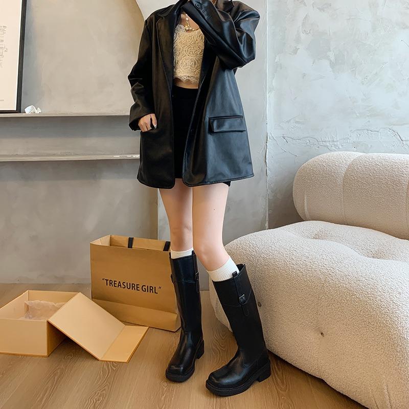 Fat Mm Widened Large Size Women's Shoes Thick Legs Big Tube Circumference High Boots Thick Soled Knight Boots Long Boots