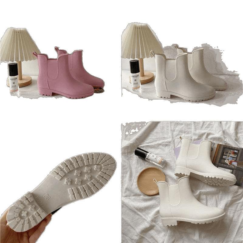 Warm Fashion Wear Rain Shoes Women Adult Short Rain Boots Waterproof Cover Shoes Non-slip Velvet Water Boots Rubber Shoes Water Shoes