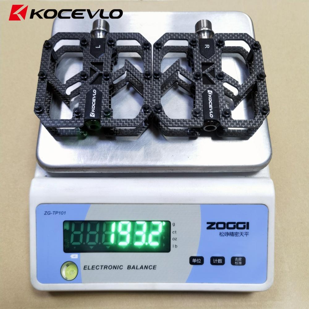 KOCEVLO Carbon Fiber Pedal Ultralight 195g MTB Titanium Shaft 3 Bearings Road Bike Pedal Anti Slip Racing Pedal 1 pair