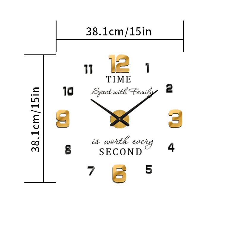 

Акриловые часы для рукоделия Бескаркасные часы Бесшумные настенные часы Самоклеящиеся Домашние настенные часы для гостиной Домашние с плавным ходом секундной стрелки Supreme Black Large: 15I38.1 * 38.1CM