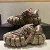 Platform Sneaker Men's Tire Sole Designer Chunky Running Shoes British Retro Luxury Microfiber Leather Shoes  Chaussure Homme