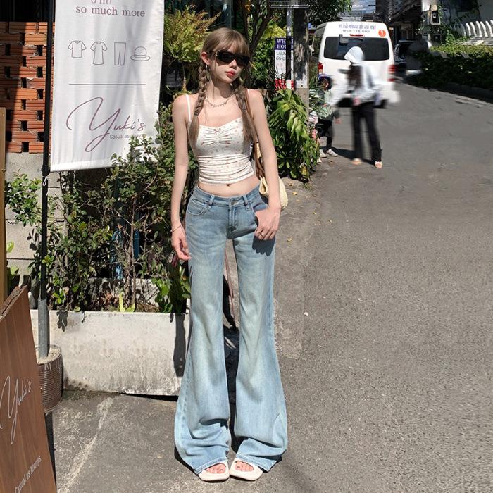 American retro low-rise Spice Girl flared pants slim and thin versatile spring and summer jeans women's & trousers lengthened