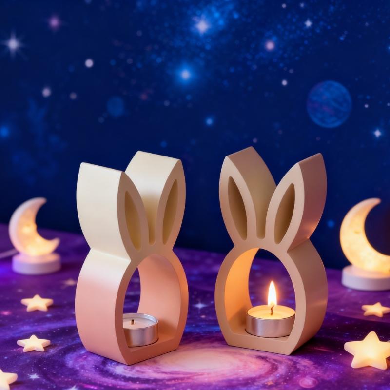 1 PC Silicone Easter Rabbit Mold, DIY Gypsum Concrete Hollow Rabbit Silicone Resin Mold for Casting
