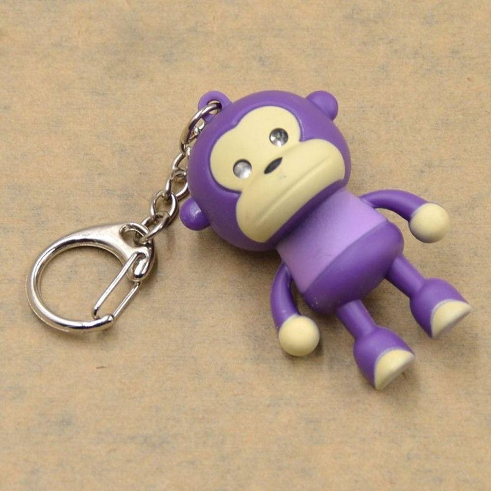 Women Kids Gifts Pendant Car Gift Lighting Cartoon Cute Monkey Keychain Keyring with LED Light