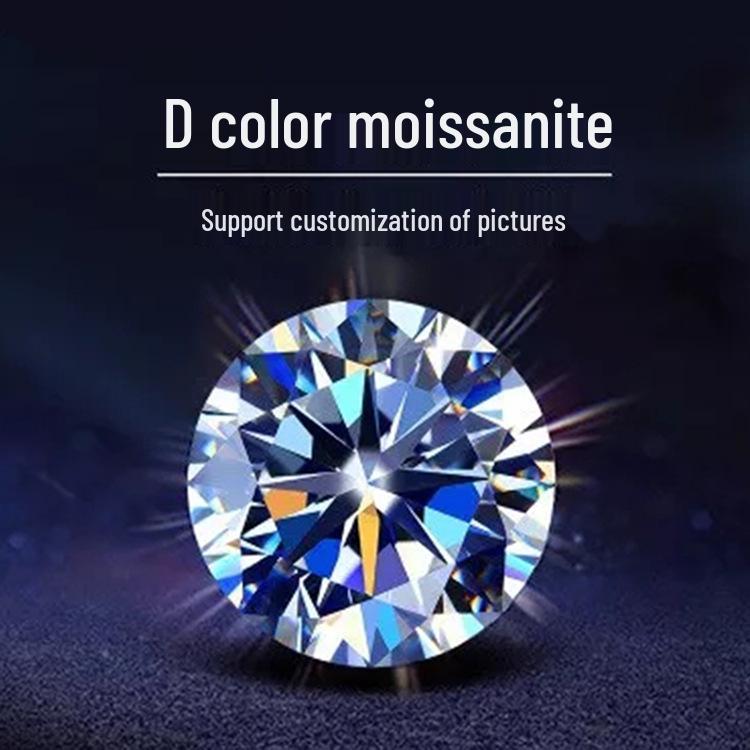 D Color Moissanite Loose Stone, Round Cut, 1 Carat, Eight Hearts and Arrows Design.