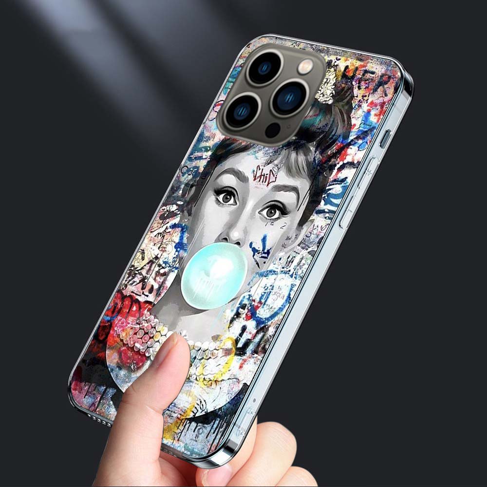 Audrey Hepburn Phone Case For Iphone 16E 15 Pro 14 Plus 17E 16 17 Pro Max Air 11 12 13 Mini Shockproof Capa Cute Cover TPU Cl