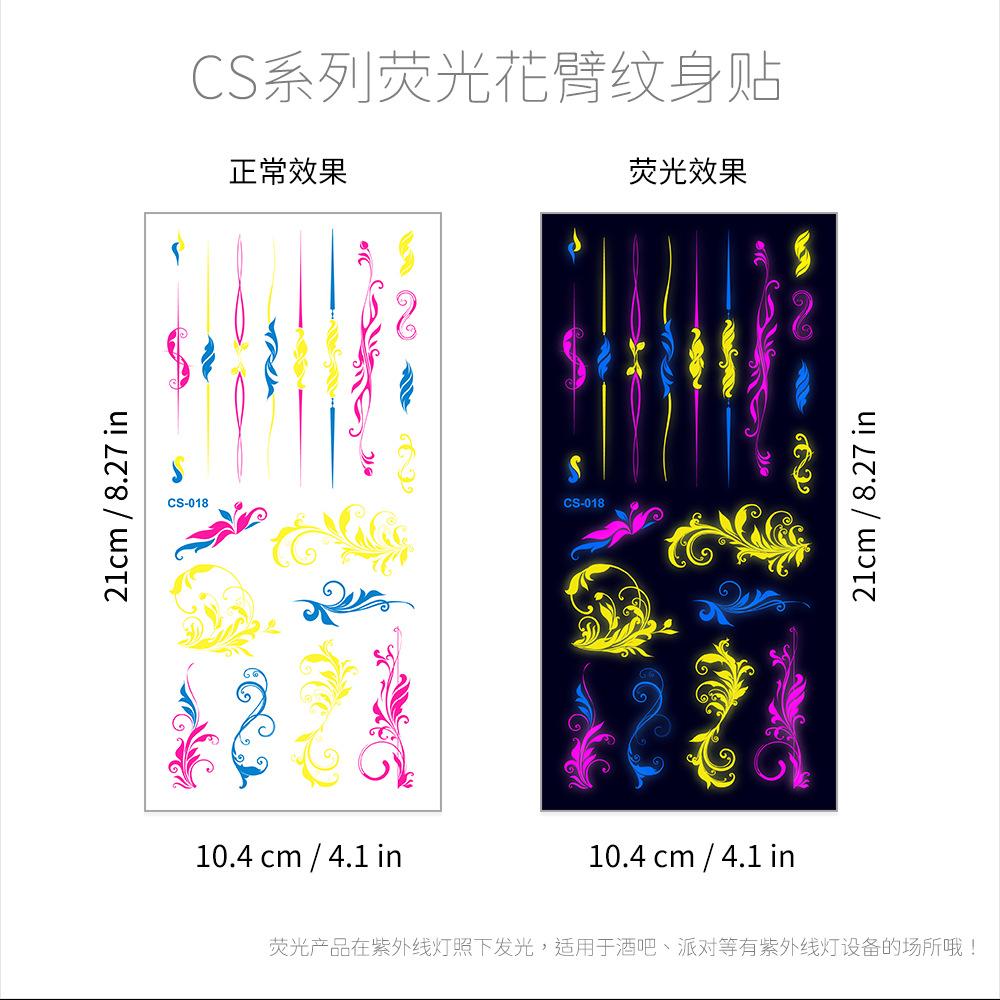Hot Creative Fluorescent Flower Arm Tattoo Sticker Face Sticker Waterproof Music Festival Arm Tattoo Sticker