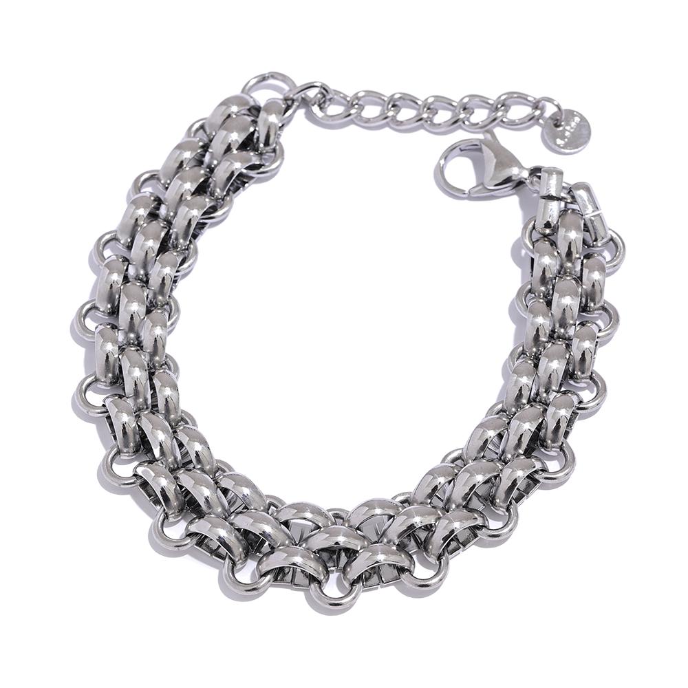 

Yhpup Waterproof 18K Gold Plated Stainless Steel Metal Cuban Chain Statement Necklace Bracelet Set Charm Fashion Jewelry Women