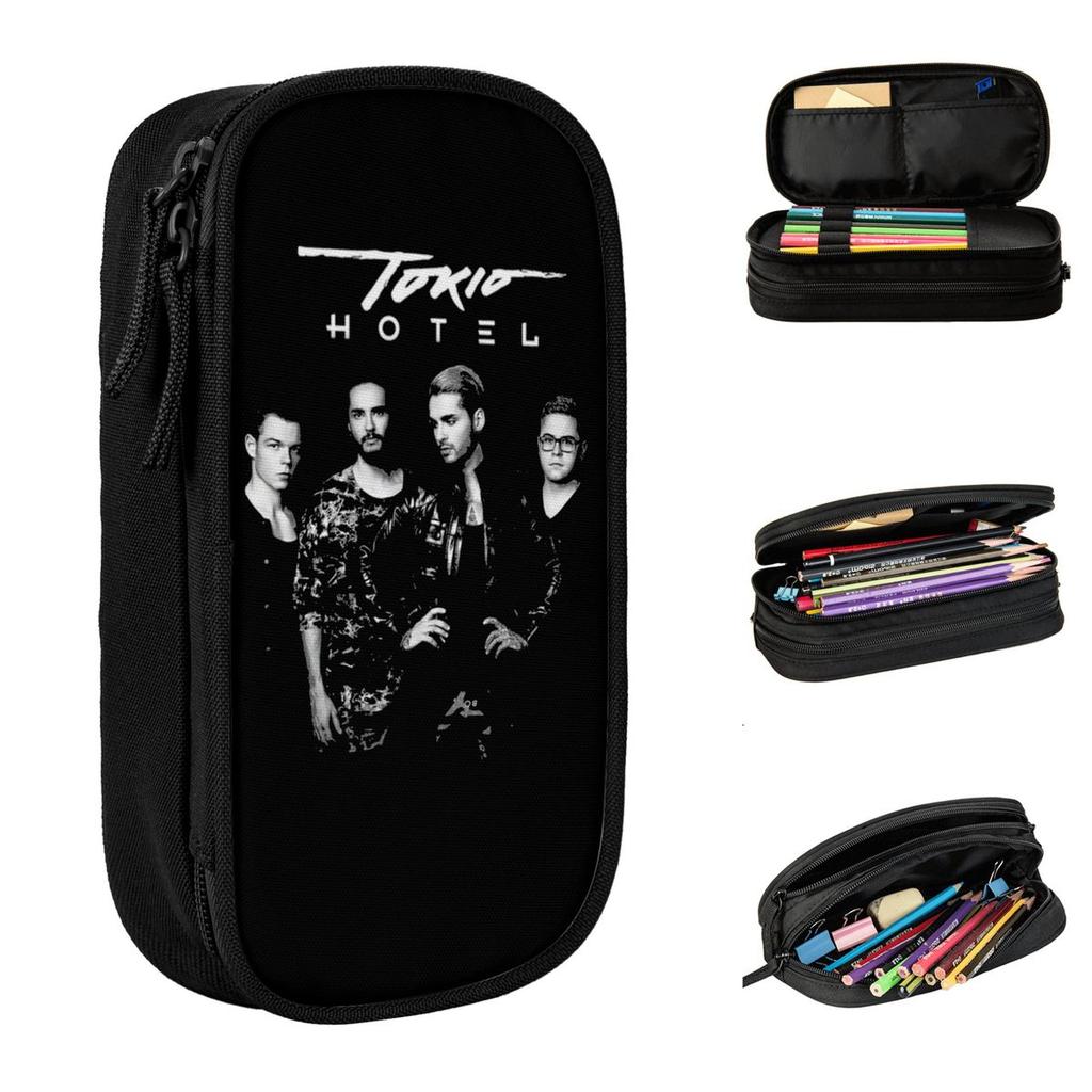 Lovely Tokio Hotel Rock Pencil Case German Pencil Pouch Pen Box for Girl Boy Large Storage Bag Students School Zipper Stationery
