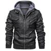 Autumn and Winter Leather Jacket Men's Slim Zipper PU Jacket Autumn Men's Leather Jacket Coat Black