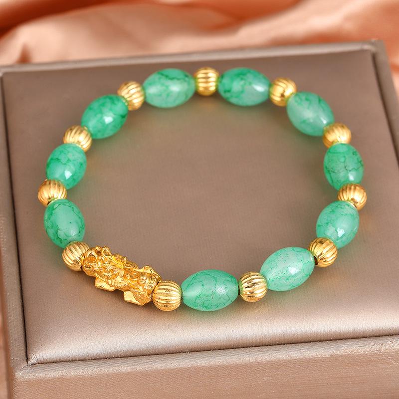 Pixiu Bracelet: Ethnic-Style Corn Beads for Good Luck & Birth Year синий