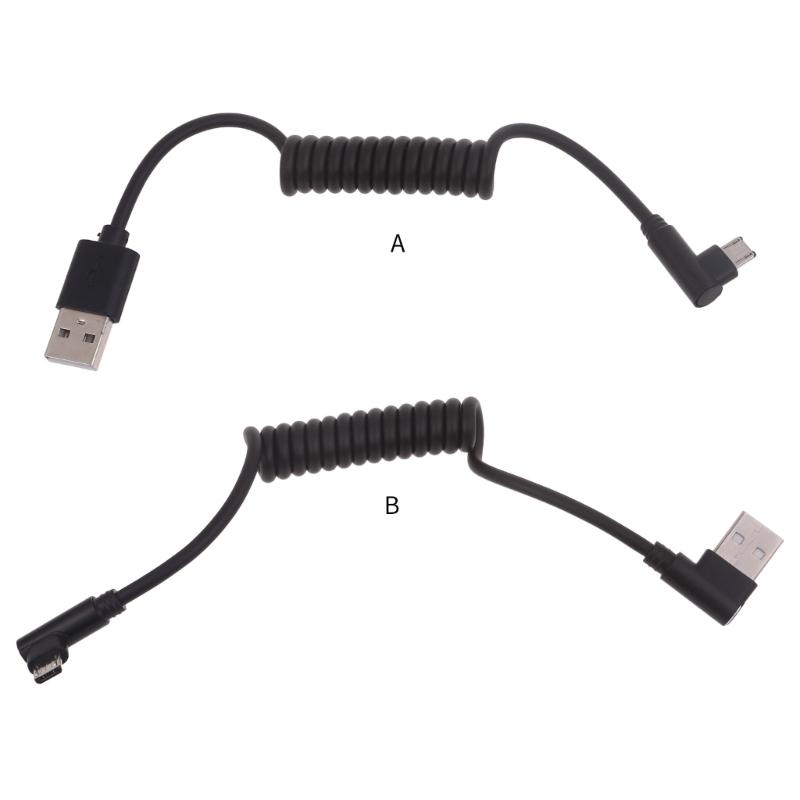 Spring Coiled Charging Cord USB Male to Micro USB Male Flexible 60W 480Mbps Charger Data Sync Cord for Phone Speaker