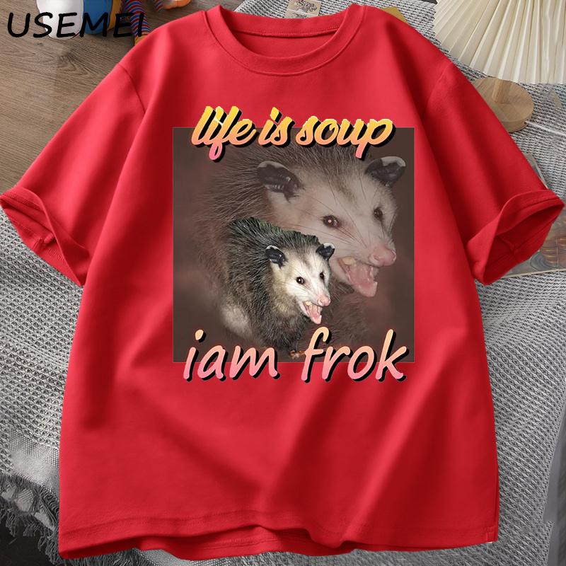 Life Is Soup I Am Fork Possum Tshirt Unisex Cotton Short Sleeve Tee Shirt Unisex Unisex Clothing Printed T Shirt Cotton Oversize S