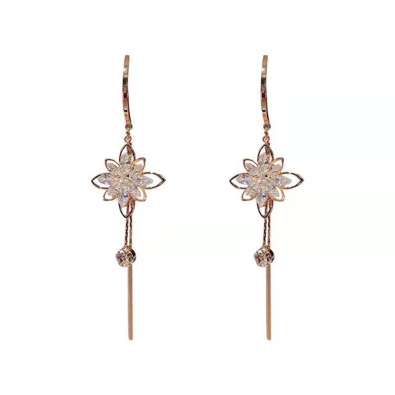 New Floral Tassel Earrings For Women, Paired With Exquisite Zirconia Jewelry Gifts