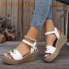 Lucyever Ankle Buckle Wedge Sandals Woman 2024 Metal Chain Thick Sole Gladiator Shoes Woman Vintage Platform Sandles Female 41