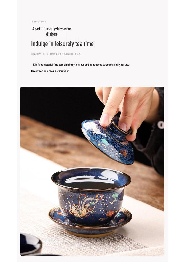 Dunhuang Creative Flying Apsaras Kiln Tea Set - Home & Office Gift Box