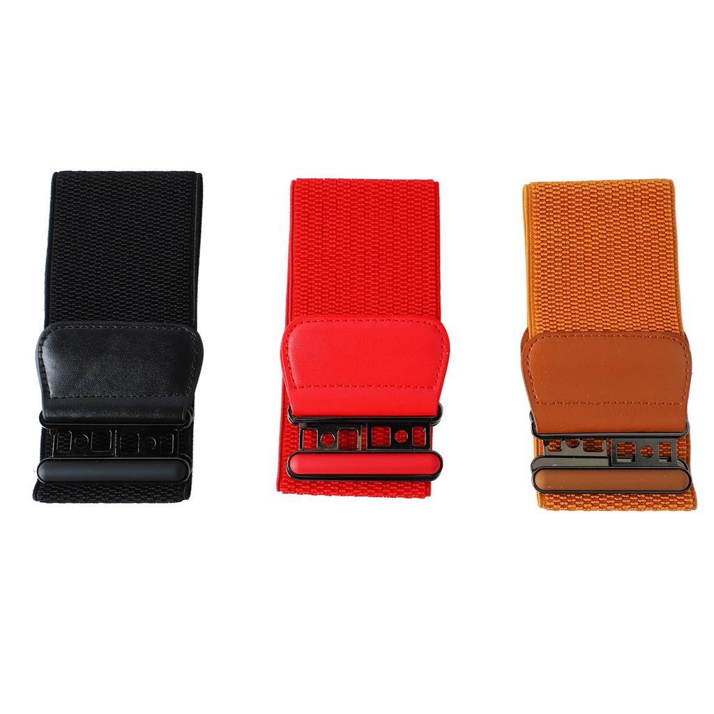 3pcs Women Stretch Belt Elastic Super Wide Stretch Waist Belt with Metal Buckle for Women Coat