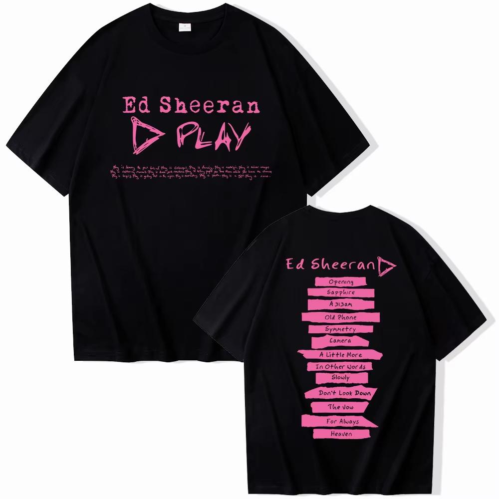 Ed Sheeran Tour 2026 Tshirt Unisex Unisex Ed Sheeran Play Album Music Printing Tshirts Round Neck Oversized Unisex Graphic Print