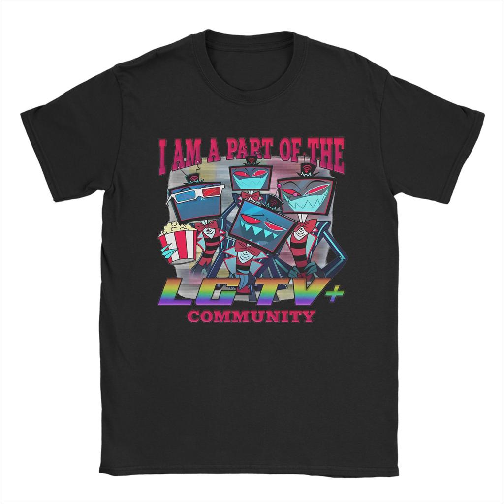 Retro Alastor Anime T-Shirt Für Männer Frauen Rundhals Kurzarm Oberteile Hazbins Hotels 100% Baumwolle Sommer Oberteil T-Shirt