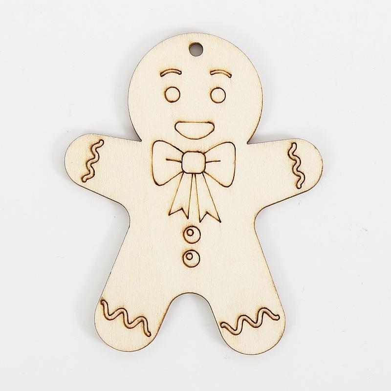 10Pcs Christmas Cartoon Pattern Colorless Wood Board & Hemp Rope - Manual Coloring Christmas Tree Pendant Christmas Decorations