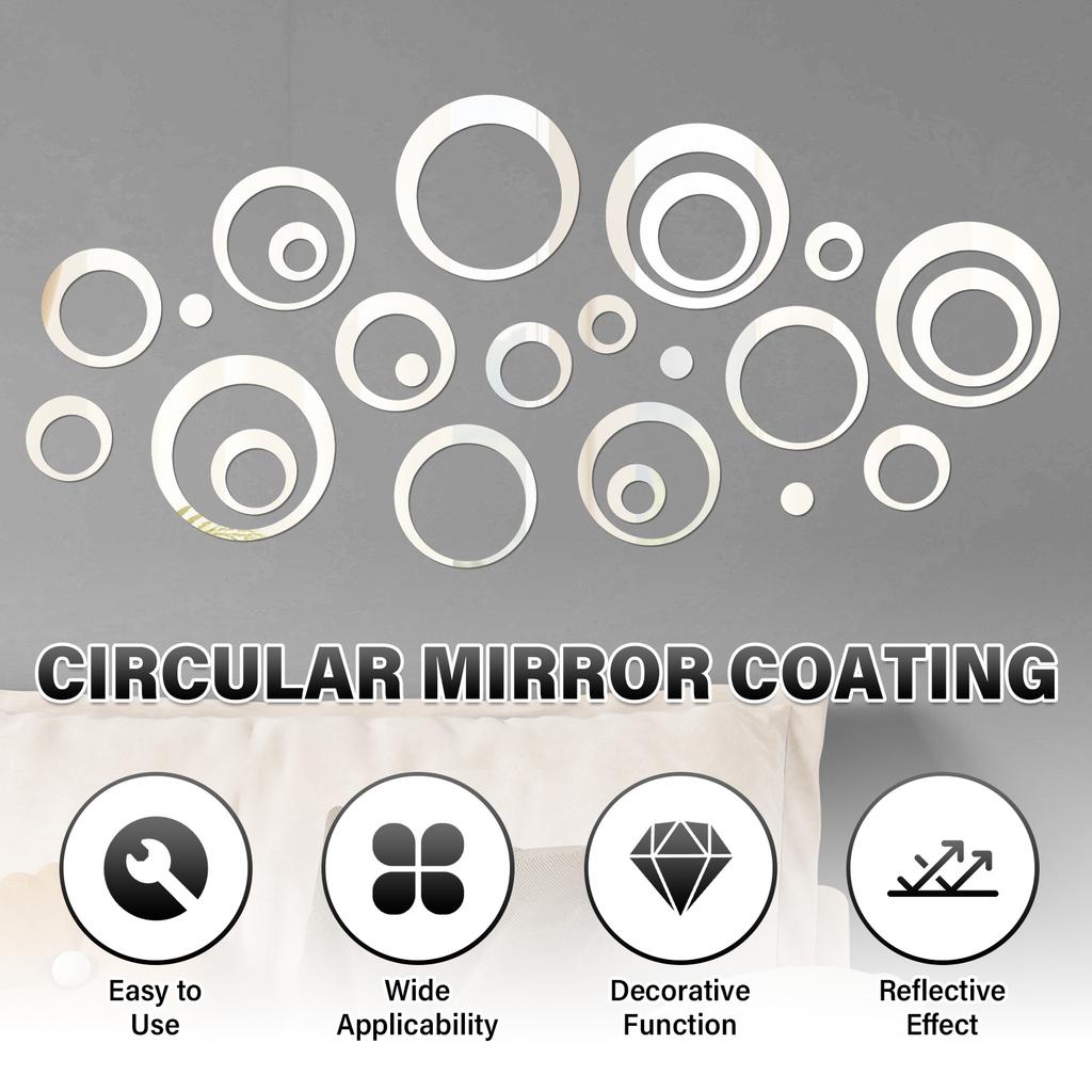 24 Pcs Circle Mirror Sticker DIY 3D Circular Mirror Wall Sticker Decorative Mirror Decal for Living Room Bedroom Home Decoration