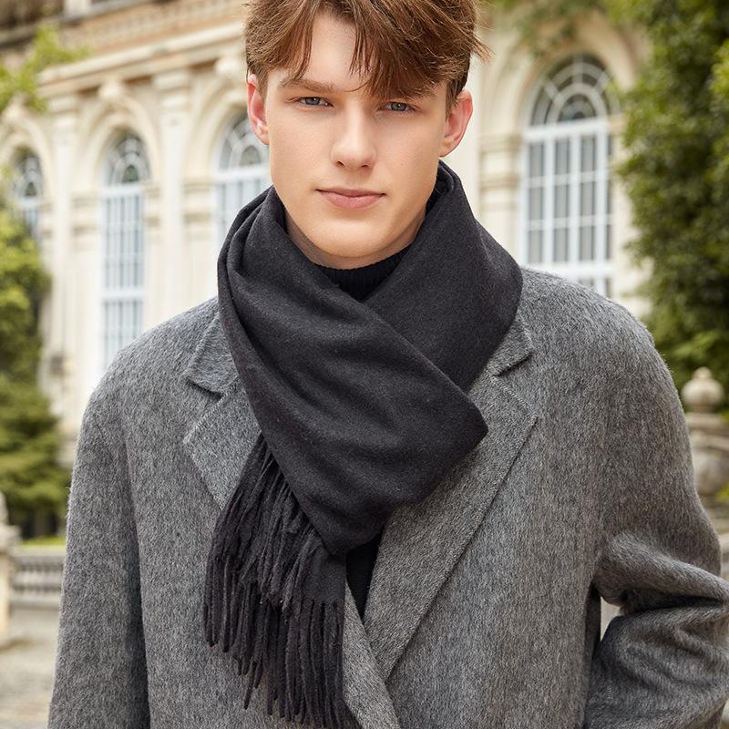 Men's Solid Color Scarf Autumn and Winter New Versatile Wool Scarf Korean Atmosphere Cashmere Scarf Women's Winter Warmth