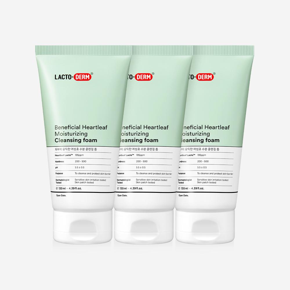 Lactoderm Skin-Beneficial Houttuynia Cordata Cleansing Foam 130ml (3 packs)