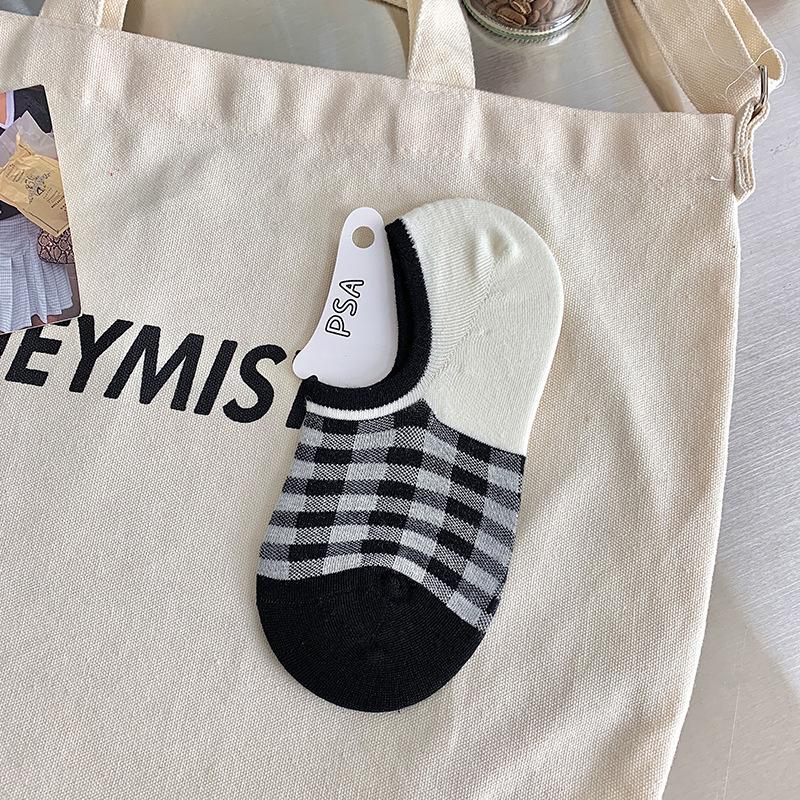 Striped Socks, Women's Boat Socks, Trendy Cotton Socks, Summer Thin, College Black and White Short Socks, Spring and Summer Invisible Socks