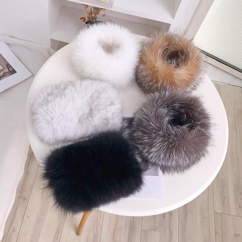Women Elastic Real Fox Fur Scarf Neck Warmer Lady Genuine Knitted Fox Fur Headband